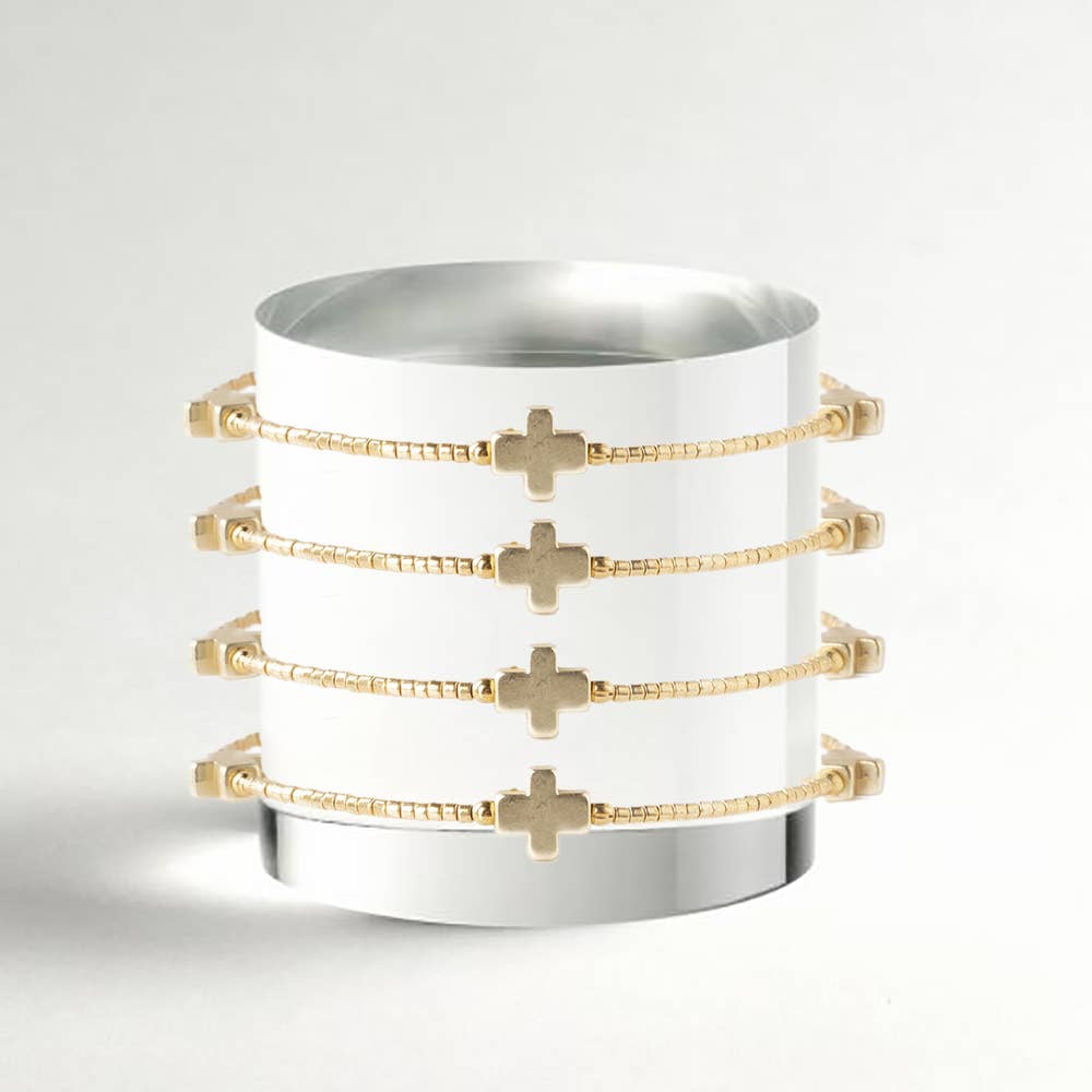 Faithful Cross Bangle-Gold, Cross Bracelet | Christian